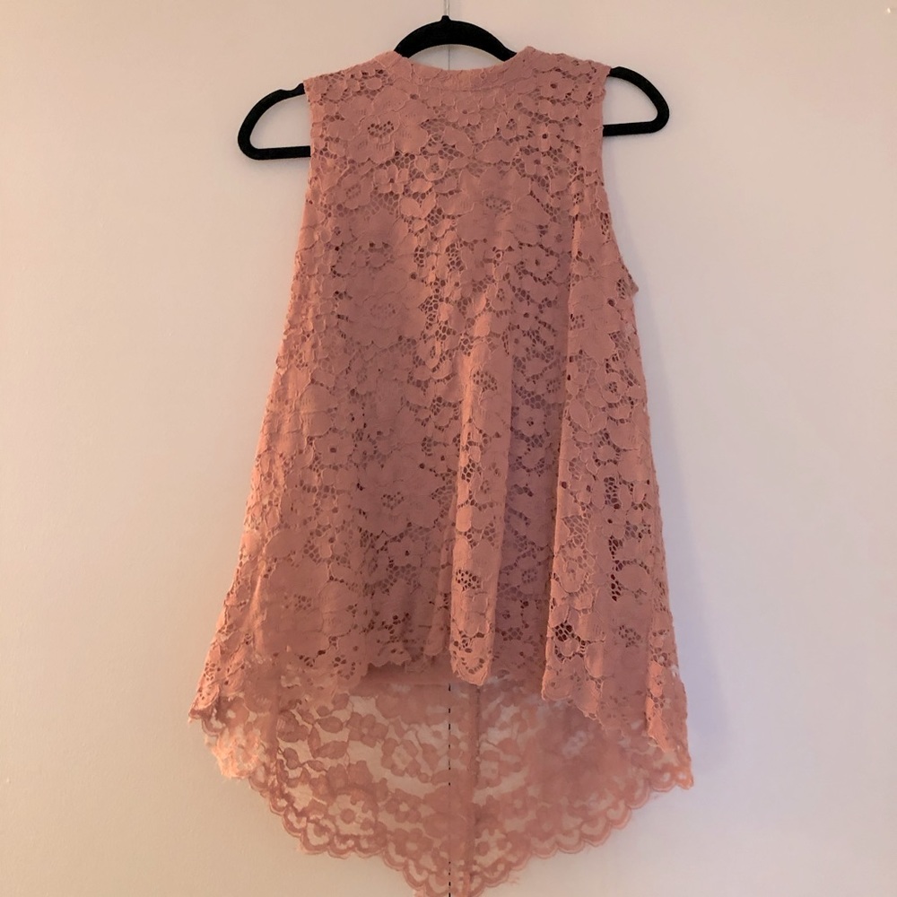 High-Low Lace Sleeveless Blouse Top L